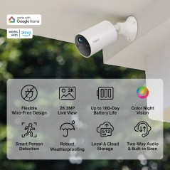 TP-Link Tapo C410 2-Pack Outdoor Network Surveillance Cameras - 2304 x 1296 Resolution, Enhanced Security & Smart Features